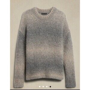 Banana Republic M VERNICE Alpaca OMBRÉ SWEATER‎ Spacedye Crew Gray